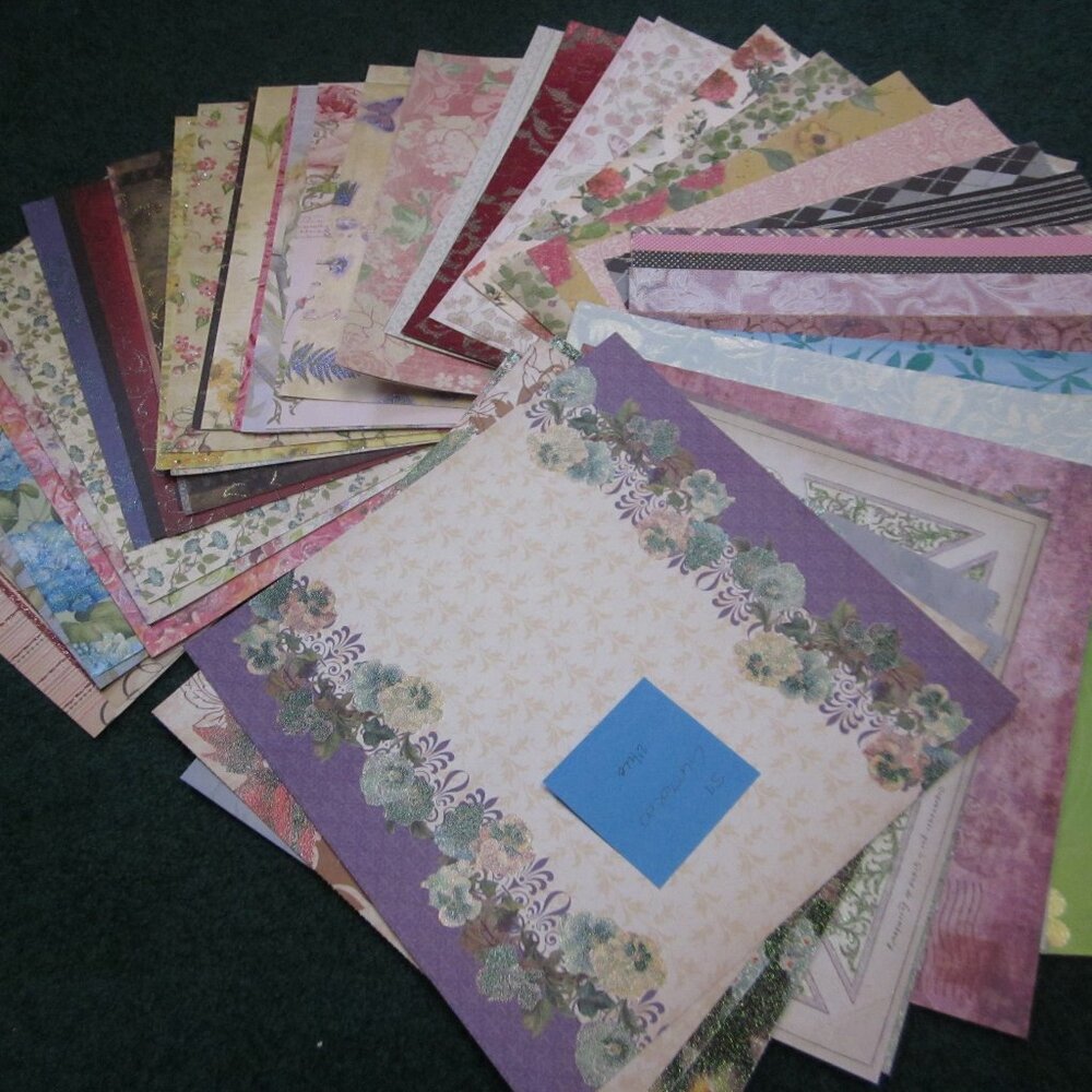 57 Sheets 12x12 Glittered Floral Pattern Cardstock Papers